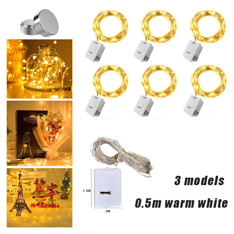 Dây Đèn Led 0.5M / 1M / 2M / 3M Chống Thấm Nước Trang Trí Phòng Ngủ / Tiệc Cưới / Giáng Sinh