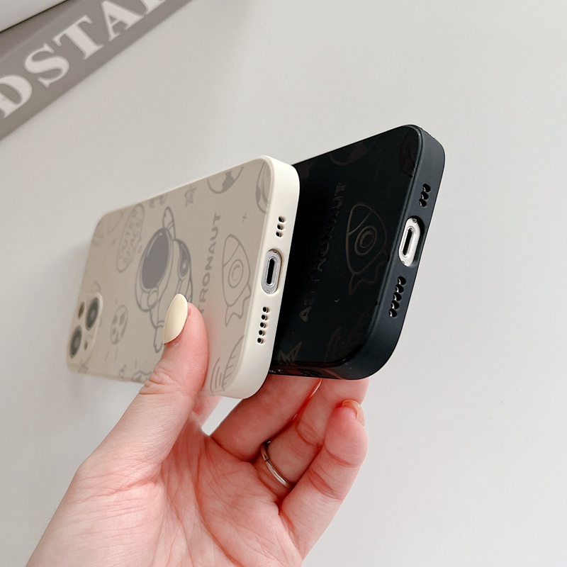 Ốp lưng silicon Ftd Edge Silicone IPhone 6 6s 7 8 Plus X XR XS Max IPhone 11 Pro Max SE IPhone 12 13 Pro Max bay phi hành gia Black Men's Fashion