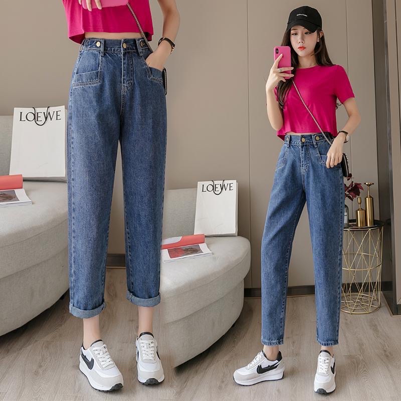 Quần Bò Jean Nữ Baggy Màu Xanh Đen Khói Cạp Cúc Có Túi Ống Đứng Phong Cách Ulzzang Hàn Chất Jean Loại 1 Basic