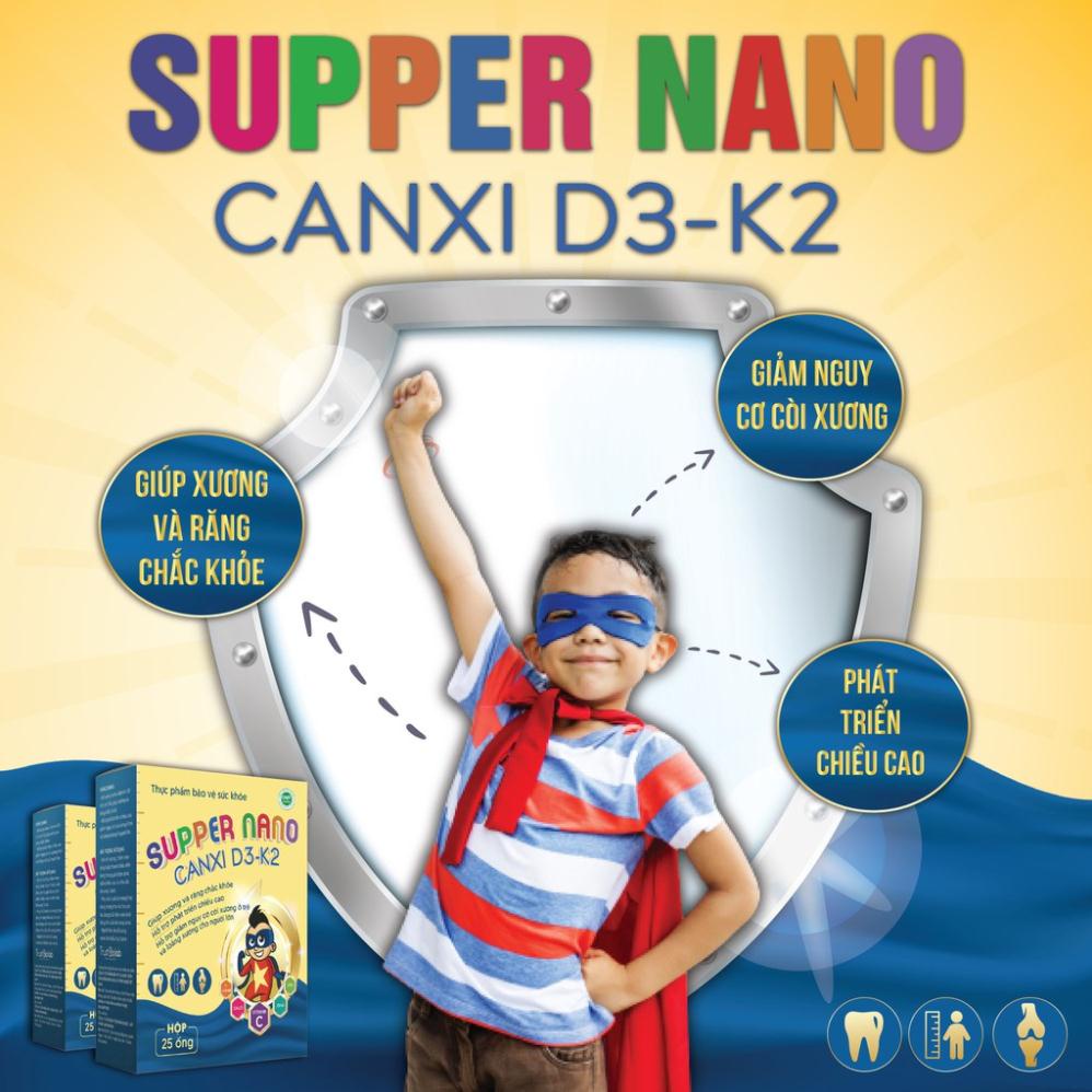 [HỘP 25 ống] SUPPER NANO CANXI D3-K2 HỖ TRỢ PHÁT TRIỂN CHIỀU CAO, GIÚP XƯƠNG VÀ RĂNG CHẮC KHỎE CHO BÉ YÊU