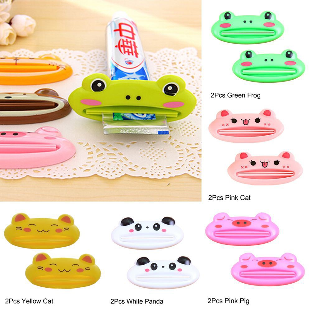 Set 2 dụng ép nặn kem đánh răng thiết kế kiểu hoạt hình dễ thương tiện dụng