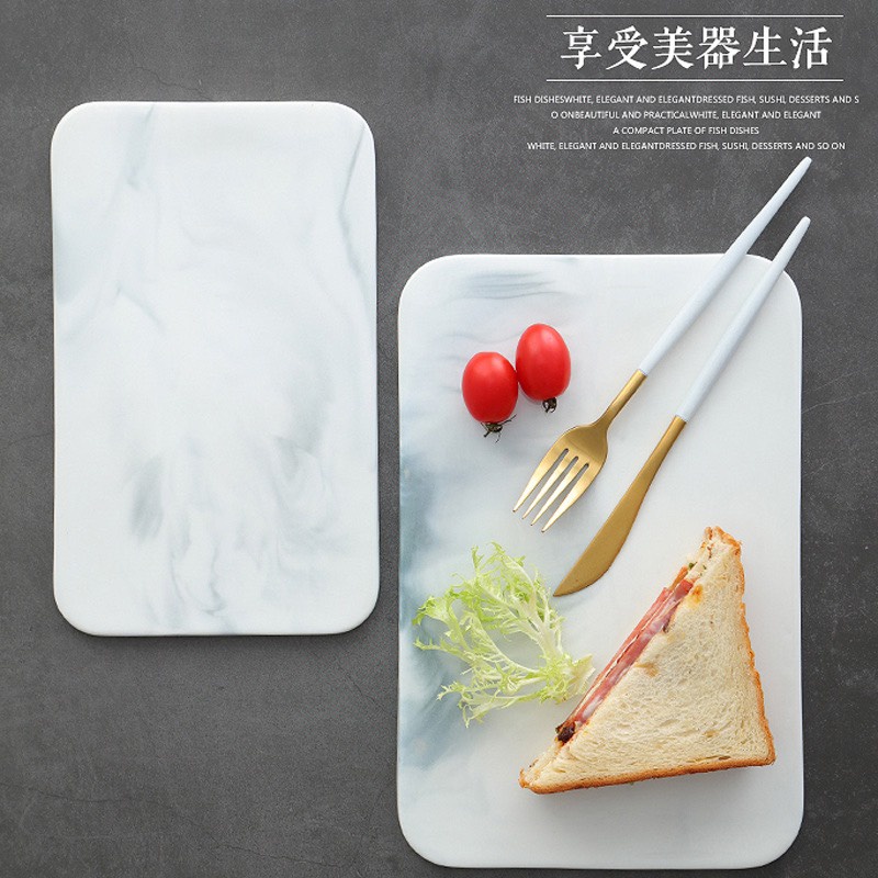 Đĩa đá Marble, phong cách bắc âu sang trọng, đĩa trang trí đồ ăn, để sushi, thớt ăn,decor chụp ảnh,2 size