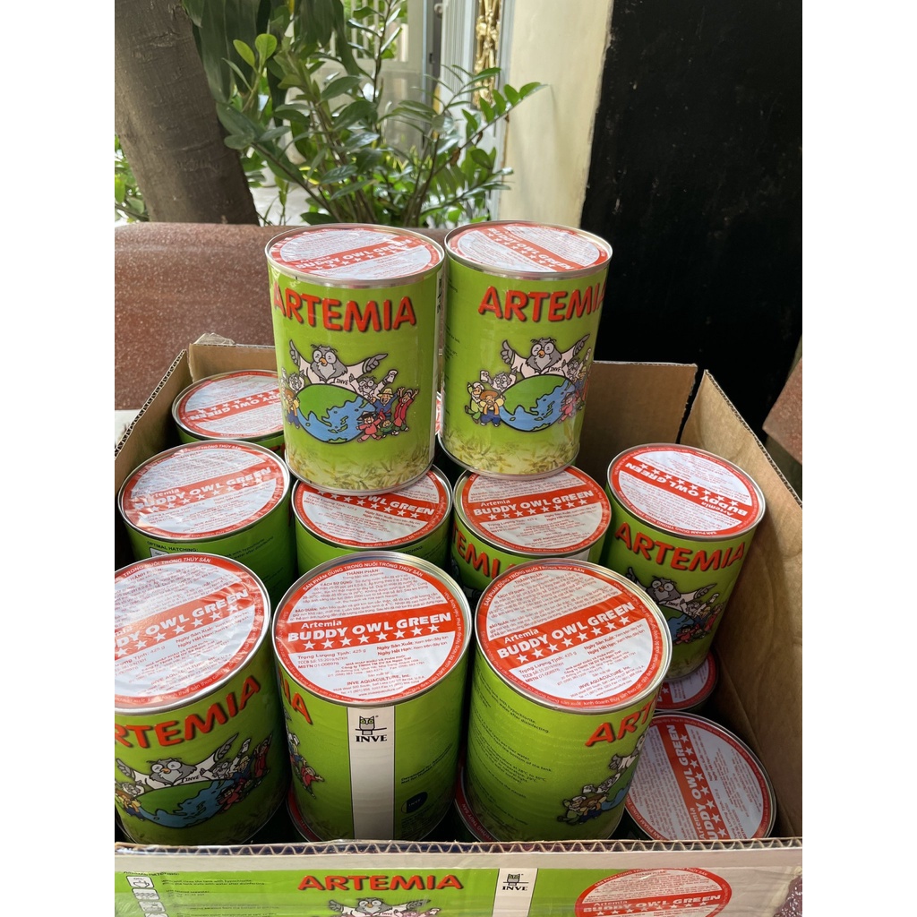 Trứng  Artemia Mỹ lon 425g ấp nở cho cá,tôm,cua nhỏ ăn phát triển ,thích hợp nuôi sinh khối