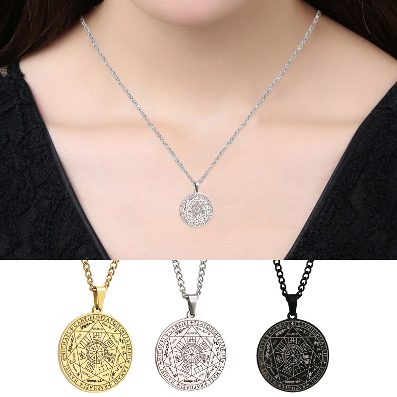 [CH *] Vòng cổ Mặt Ngôi Sao Solomon Heptagram Phong Cách Retro - Totem Talisman-