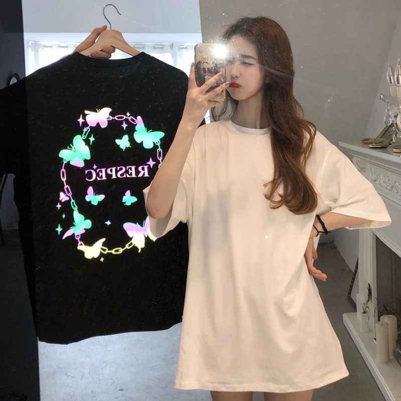 Áo thun phản quang tay lỡ nam nữ Bướm pro