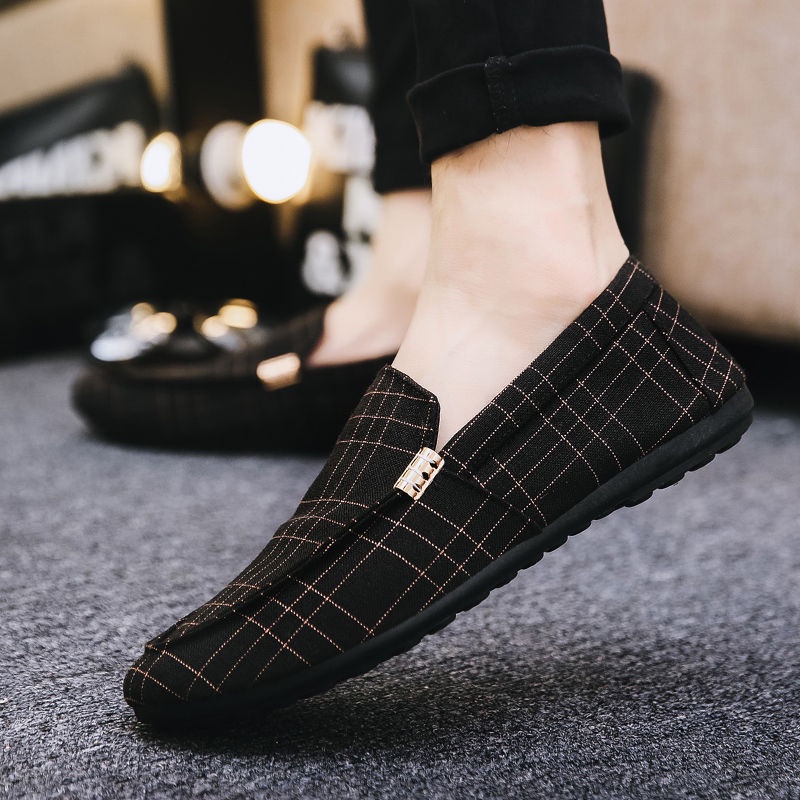 Giày lười vải canvas thoáng khí thời trang Hàn Quốc 2021 cho nam