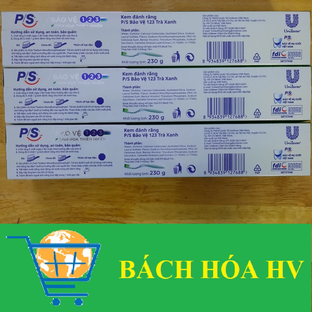 Combo 3 cây Kem Đánh Răng P/S Trà Xanh 230g - BACH HOA HV