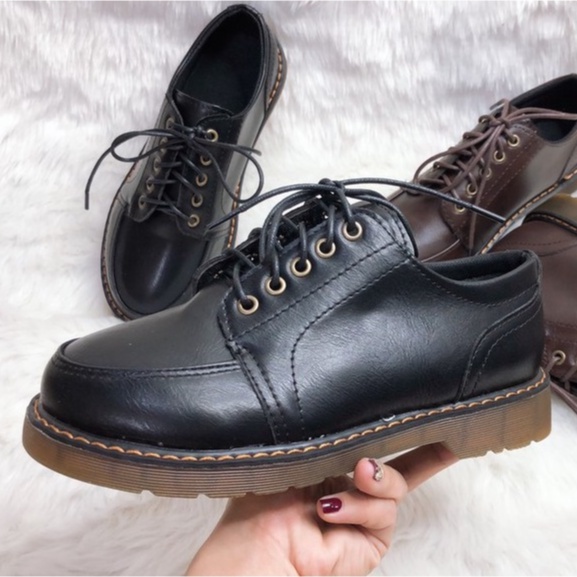Giày ulzzang vintage nâu đen đế trong siêu mềm có ảnh thật cuối
