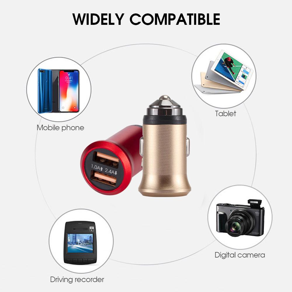 Sạc xe hơi mini cho iPhone Android 2.4A 2 cổng USB