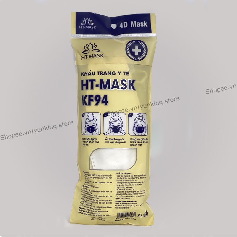 Khẩu Trang KF94 HT Mask, Kháng Khuẩn, Chống Bụi Mịn PM 2.5