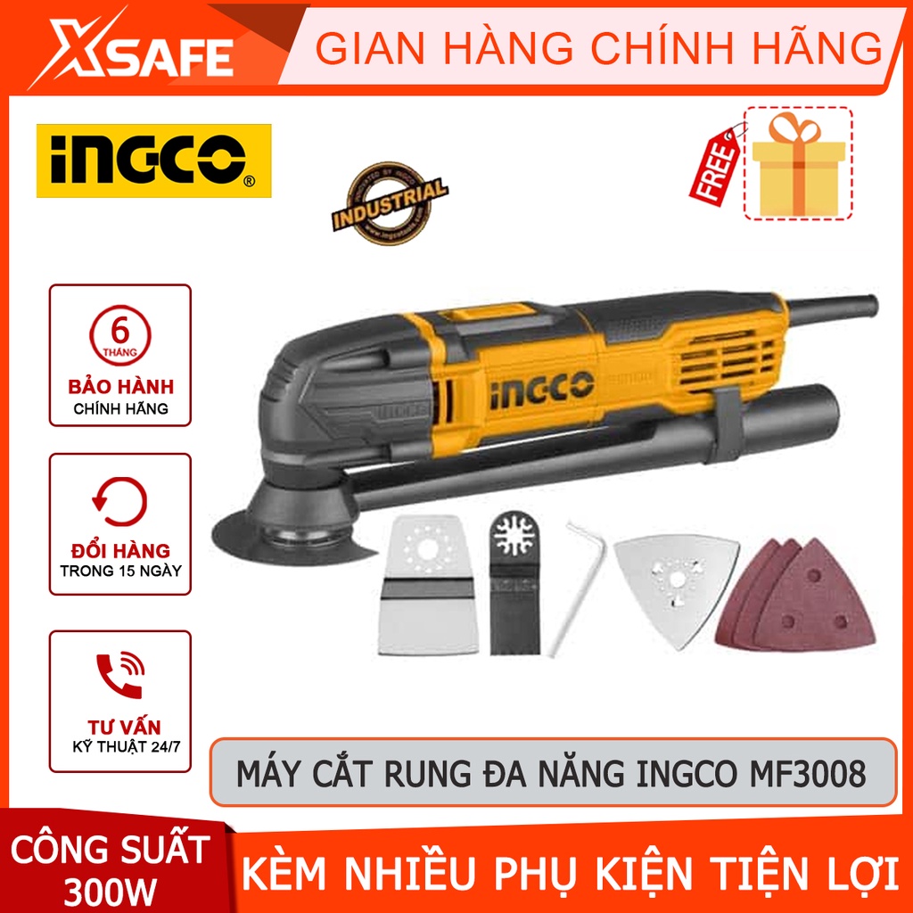 Máy cắt rung đa năng 300W INGCO MF3008 6 cấp độ điều tốc, tốc độ không tải 10000-20000rpm, kèm nhiều phụ kiện tiện ích