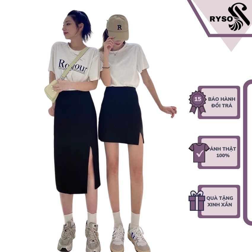 Chân váy dài xẻ tà dáng công sở chất tuyết mưa cao cấp RYSO siêu thanh lịch năng động