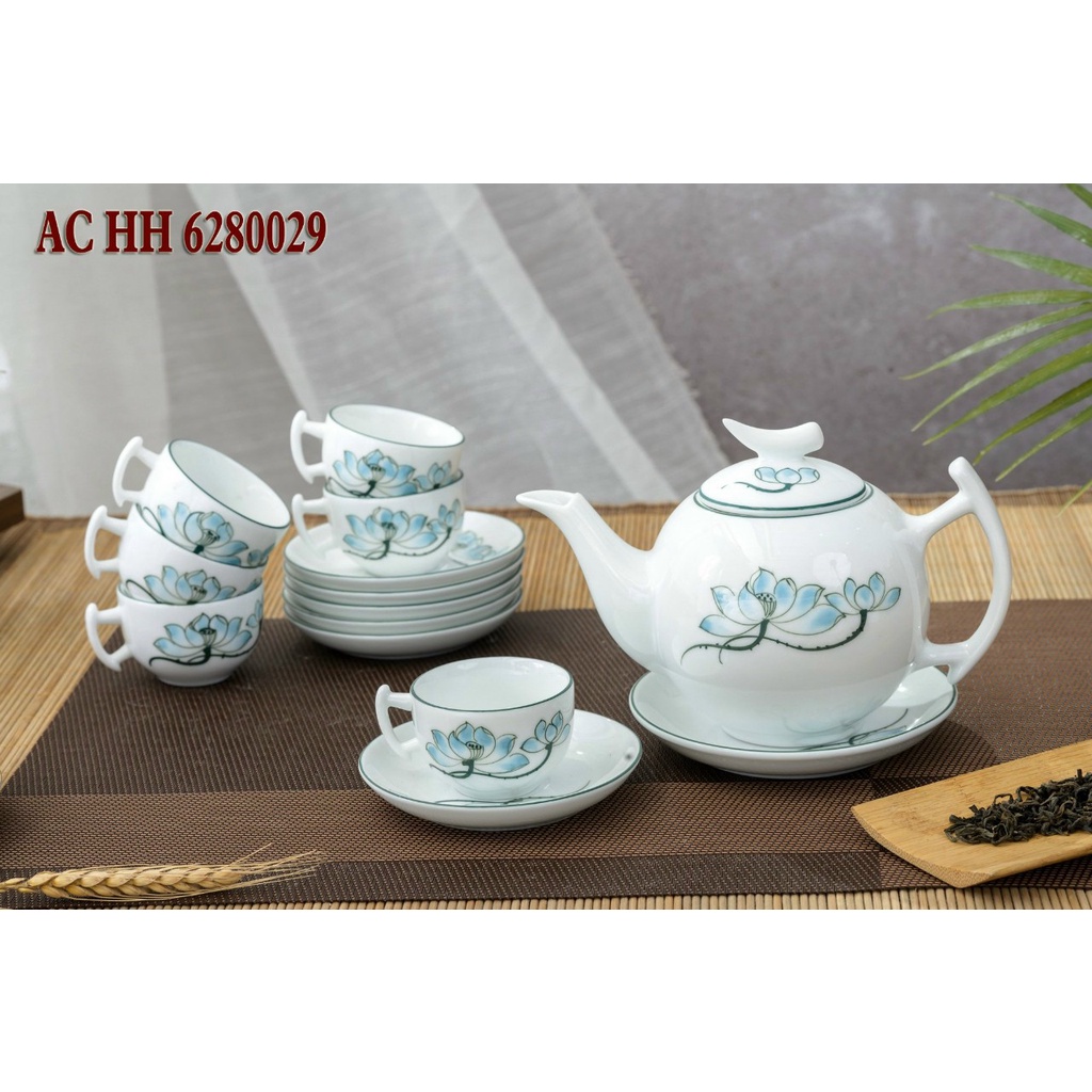 Bộ ấm chén Hoa Sen Bát Tràng Cao Cấp