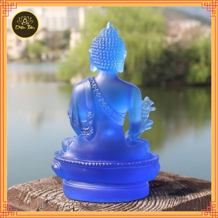 Tượng Phật Dược Sư Xanh Dương Phong Thuỷ Cao 13cm Để Taplo Ô Tô Văn Phòng