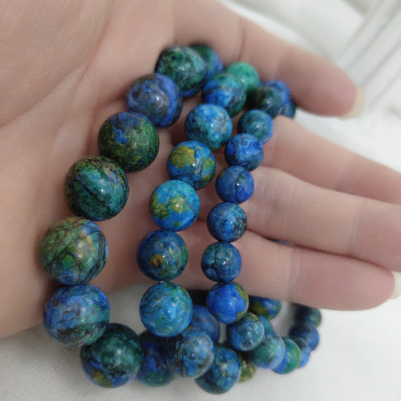 Vòng Tay Chuỗi Hạt Đá Azurite Tự Nhiên Cho Nam Và Nữ