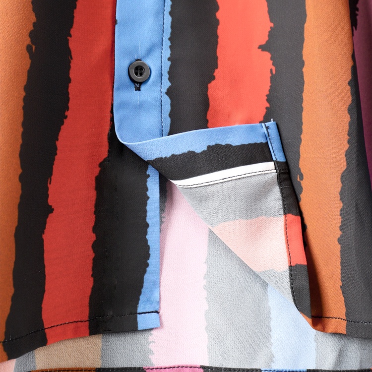 Áo sơ mi nam ngắn tay vải lụa thoáng mát, không nhăn , form regular, họa tiết sọc nhiều màu Redstripes AMANLAB