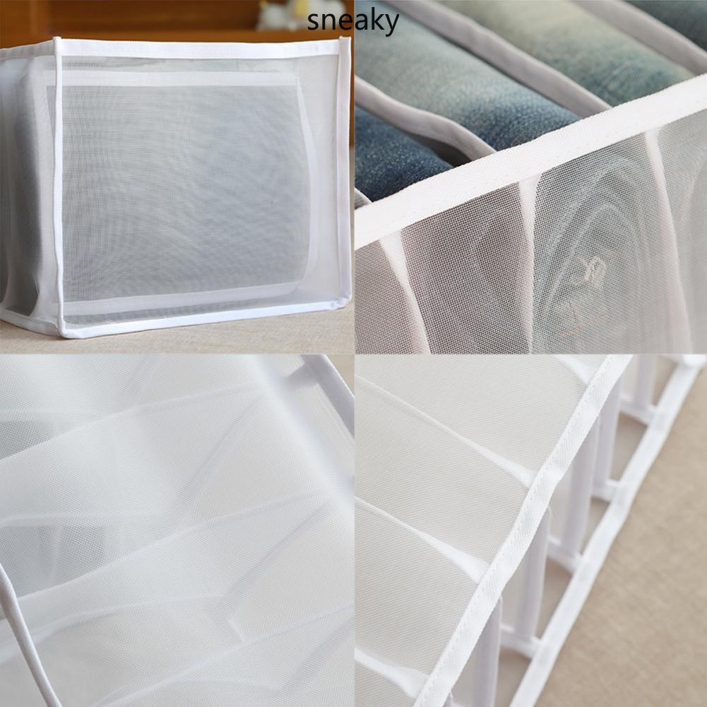 Hộp Đựng Quần Áo Chia Ngăn Chất Liệu Vải Lưới Có Thể Xếp Chồng Và Giặt Sạch Tiện Lợi Trong Tủ Quần Áo H5M0