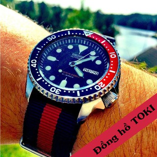 Dây đồng hồ vải kiểu Nato xanh Navy đỏ