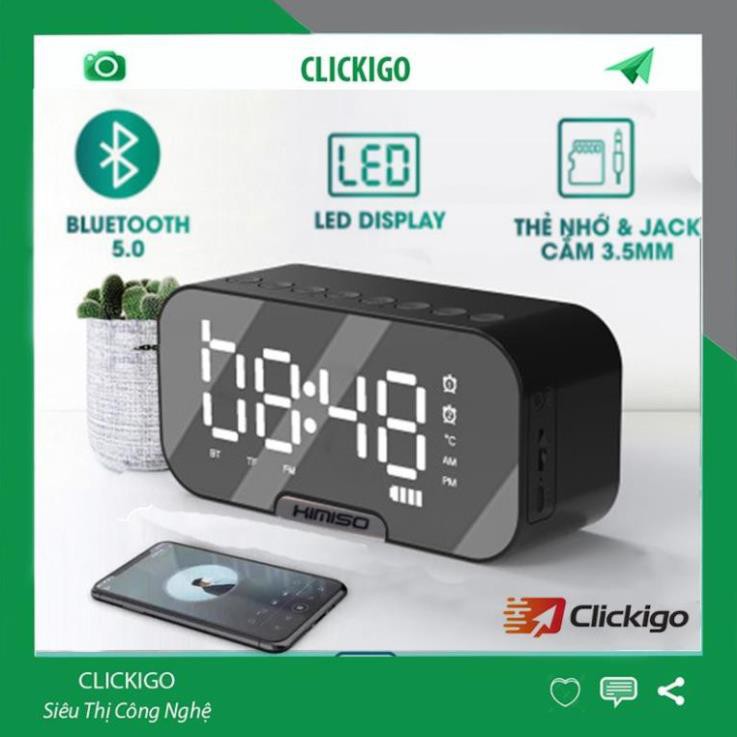 Loa Bluetooth K10 Đài FM Tích Hợp Đồng Hồ Báo Đài FM Màn Hình Tráng Gương