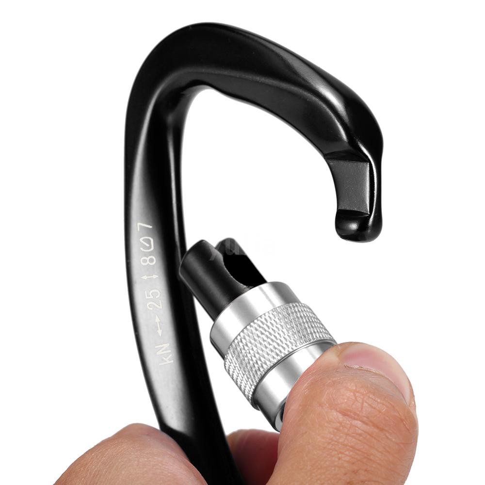 Khóa carabiner 25KN hình chữ D tiện dụng khi leo núi/móc võng