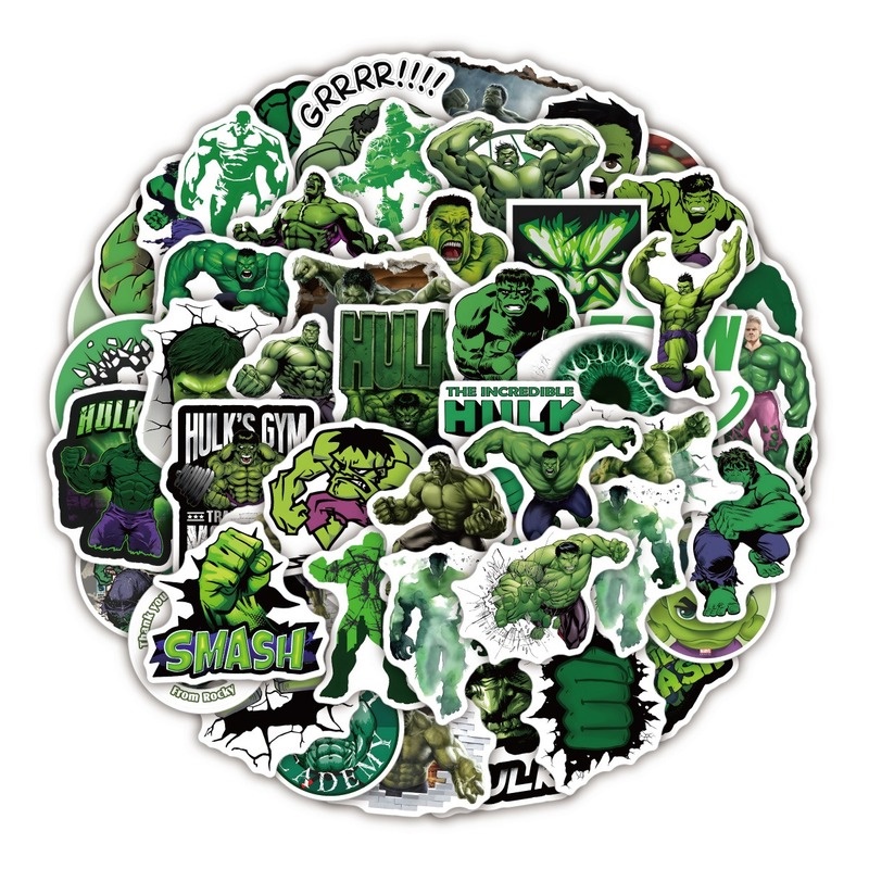 Z & M❀ Hình Dán Hulk ❀ Bộ 50 Miếng Dán Chống Thấm Nước Hình Siêu Anh Hùng