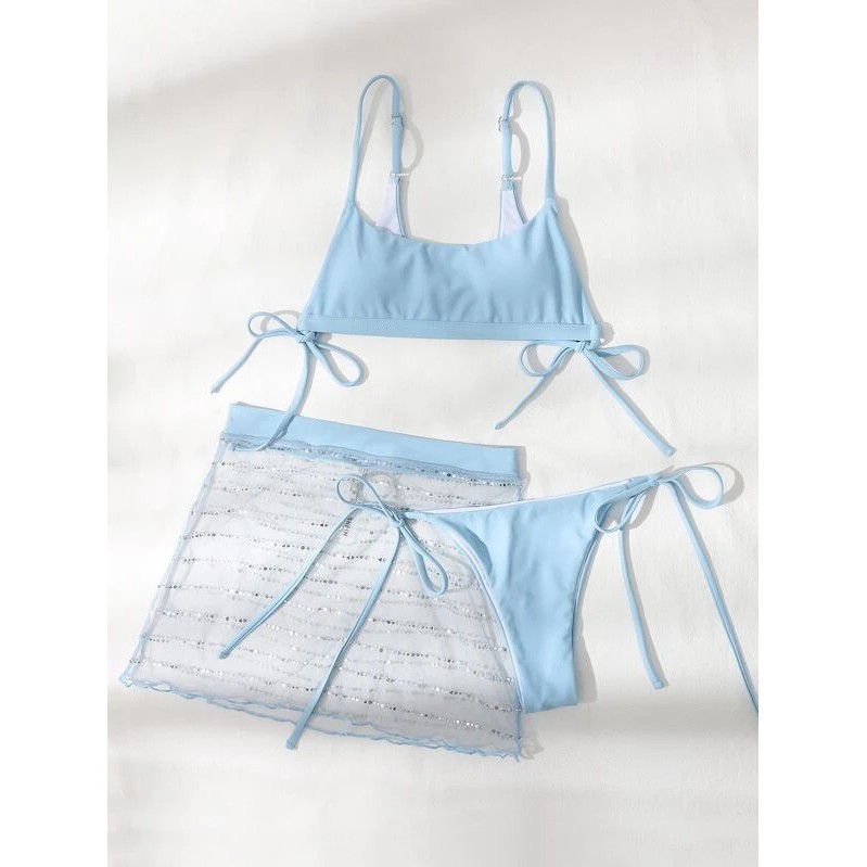 [BKN1289] &lt;ÂU&gt; SET BIKINI 3 MÓN XANH BLUE KÈM CHÂN VÁY