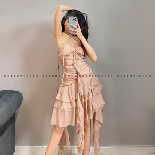 Đầm dây tua rua nâu qccc
