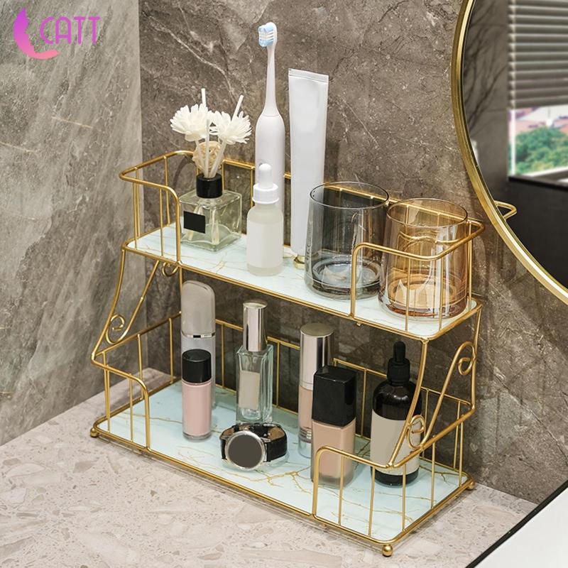 [Dadada1] Kệ Đựng Đồ Trang Điểm / Nước Hoa / Dầu Gội / Đầm / Nhà Tắm 2 Tầng Sắp Xếp Gọn Gàng