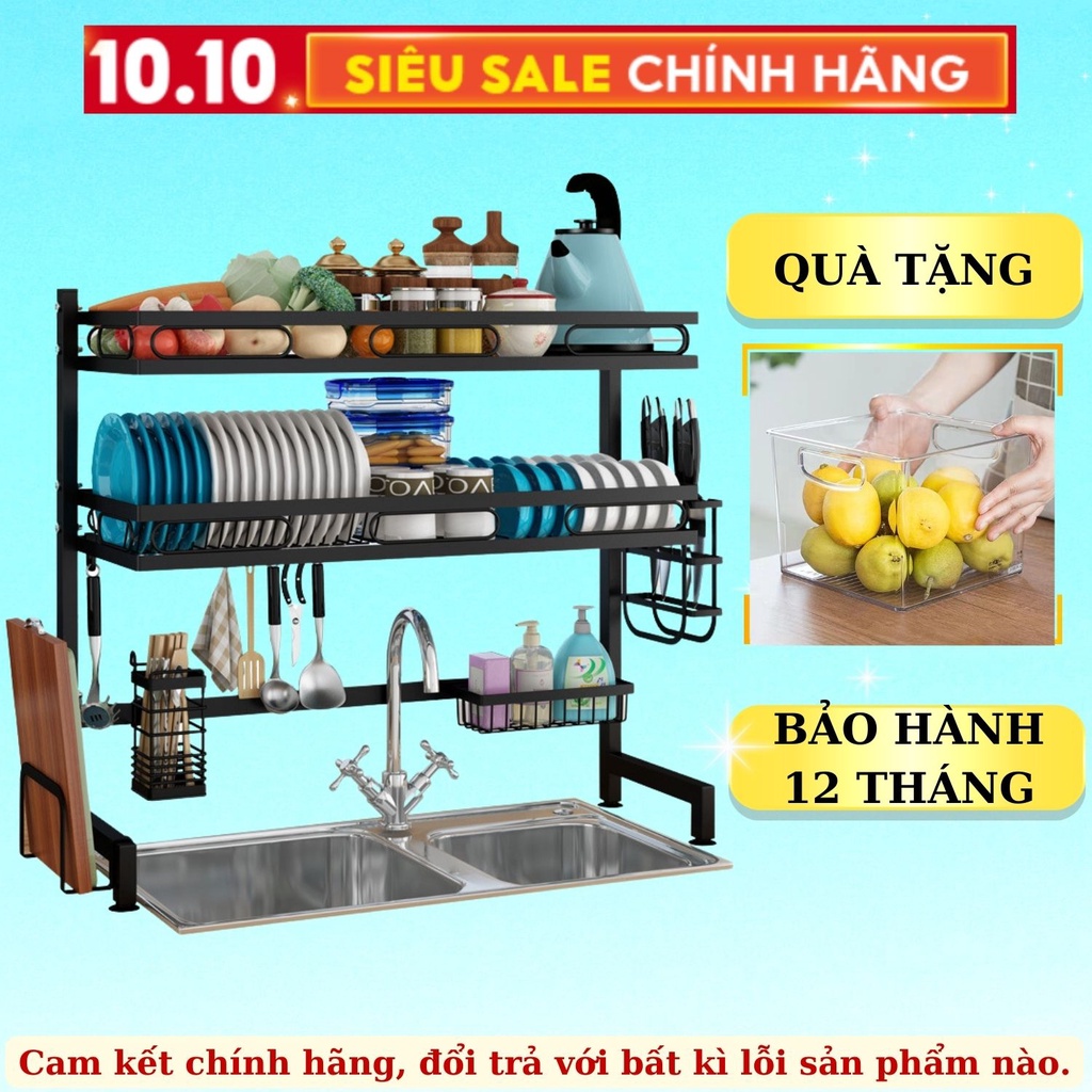 Kệ để chén bát đũa thông minh, giá úp bát đĩa trên bồn rửa bát cao cấp bằng thép không gỉ, sơn tĩnh điện