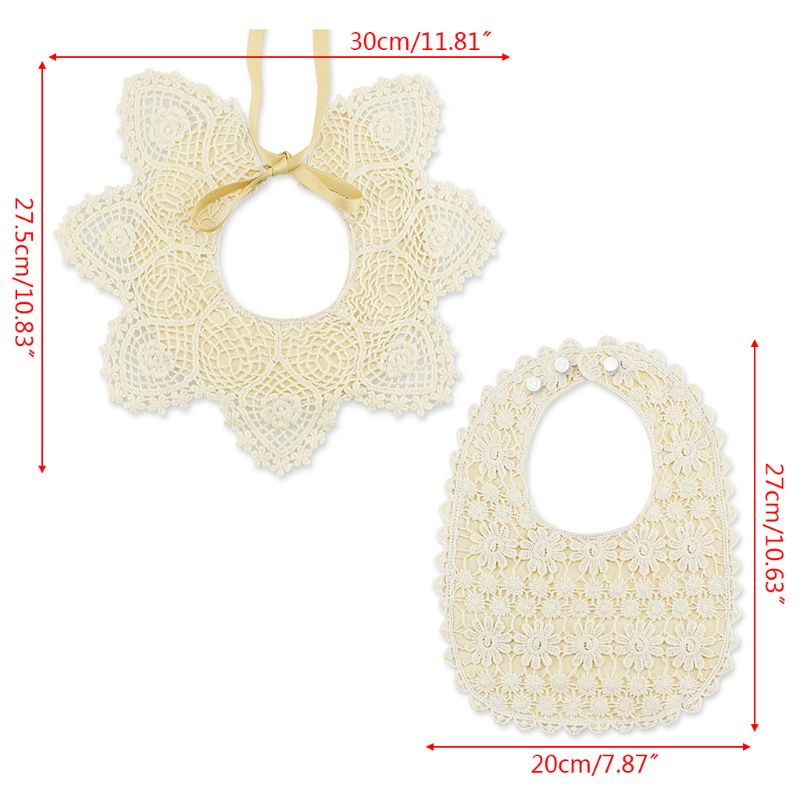 Yếm Ăn Cotton Phối Ren Chống Thấm Nước Dành Cho Bé Gái 0-3 Tuổi