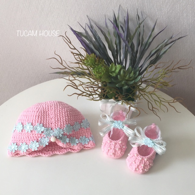 🎀Set nón và giầy ren hoa 🎀