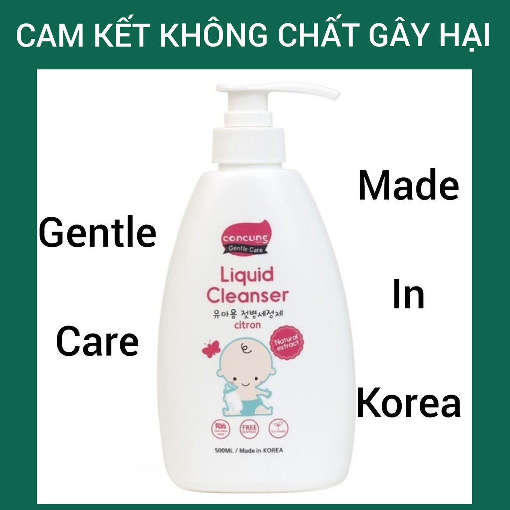 [An Toàn Tuyệt Đối] Nước Rửa Bình Sữa Cho Bé Gentle Care Hàn Quốc (Chai Lớn 500ml-Siêu Tiết Kiệm)