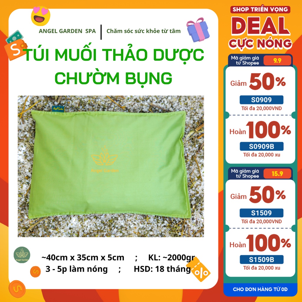 TÚI MUỐI THẢO DƯỢC CHƯỜM BỤNG- Sd LÒ VI SÓNG or CHẢO - Angel Garden Spa - Chườm nóng giảm mỡ, săn cơ, hỗ trợ mẹ sau sinH