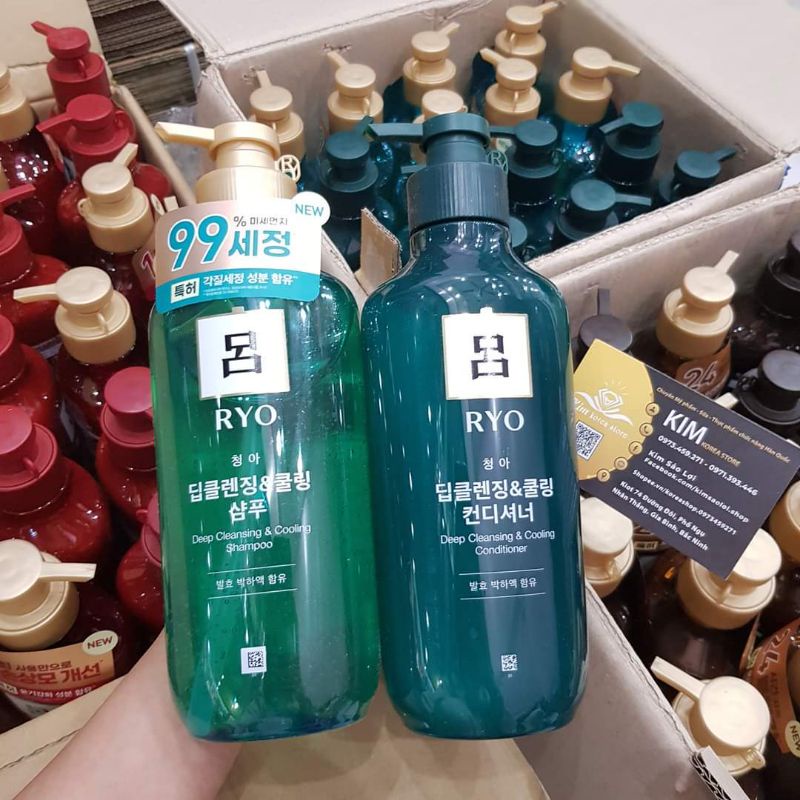 Dầu gội xả giảm gàu làm sạch sâu da đầu ngăn rụng tóc RYO xanh cheonnga scalp deep cleansing shampoo