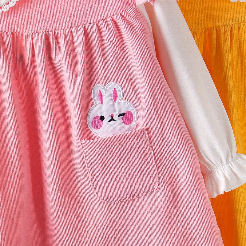 Đầm Tay Dài Hình Thỏ Dễ Thương Phong Cách Hàn Quốc Cho Bé Gái 0-4 Tuổi