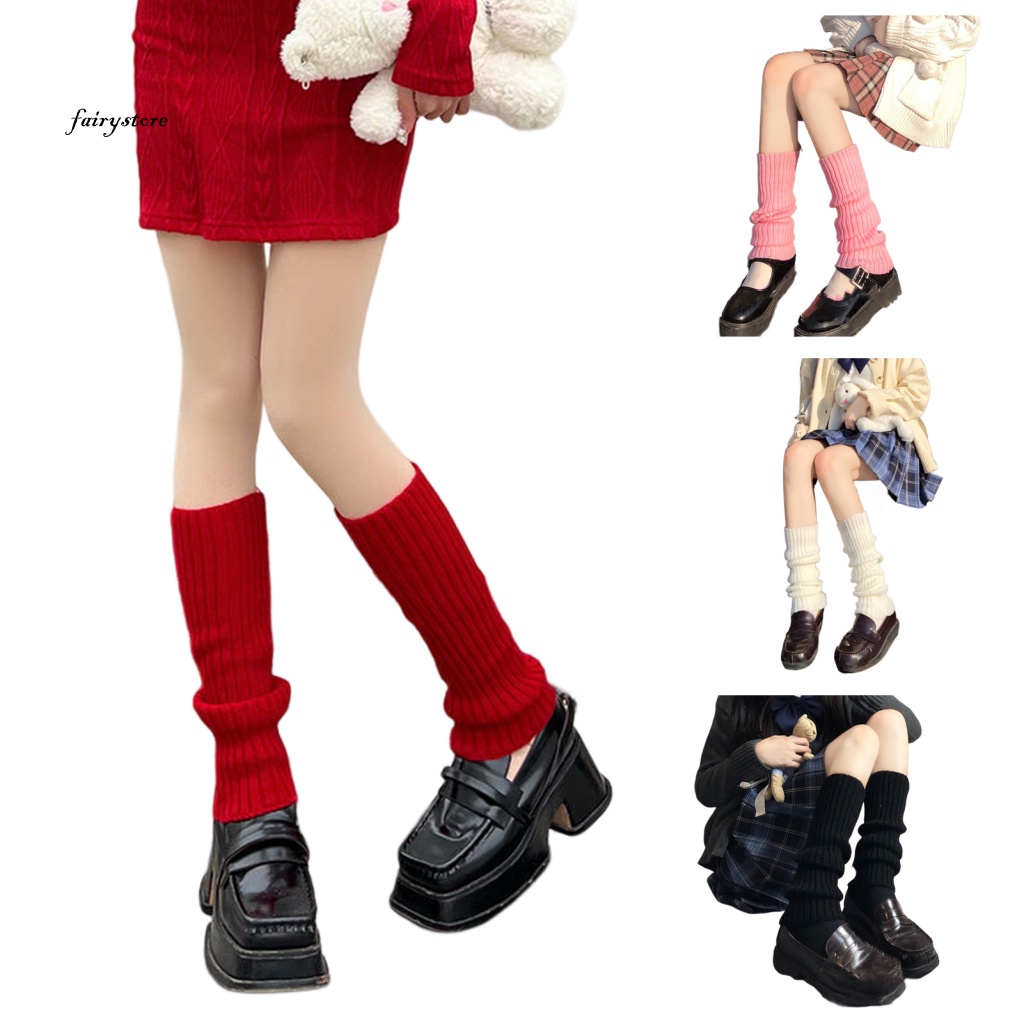 Fairystore| 1 Đôi Tất Ống Chân Giữ Ấm Chân Vào Mùa Đông Cho Nữ