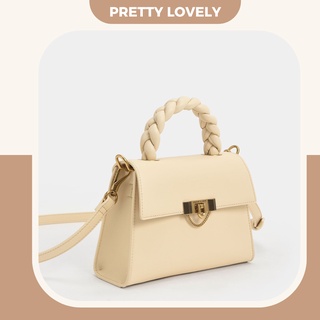 Tui xach da khuyến mãi túi da nữ trắng sữa quai xách tết quai đeo chéo pretty lovely shop - E25