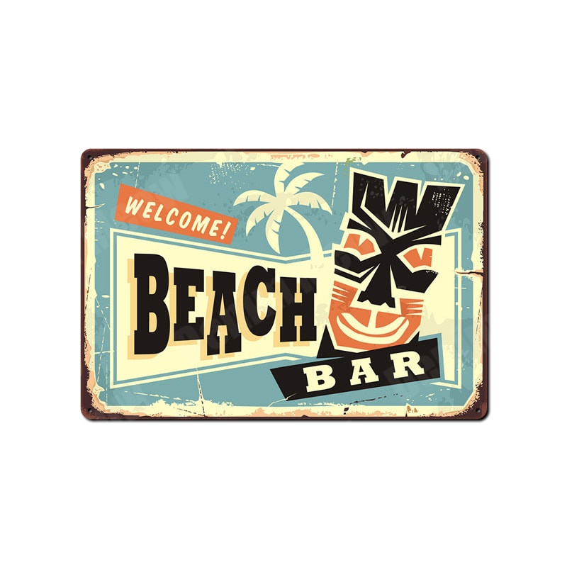 Welcome To HAWAII Plaque Beach Bar Vintage Metal Tin Signs Bar Pub Cafe Home Decor Wall Art Stickers Tiki Bar Poster N327