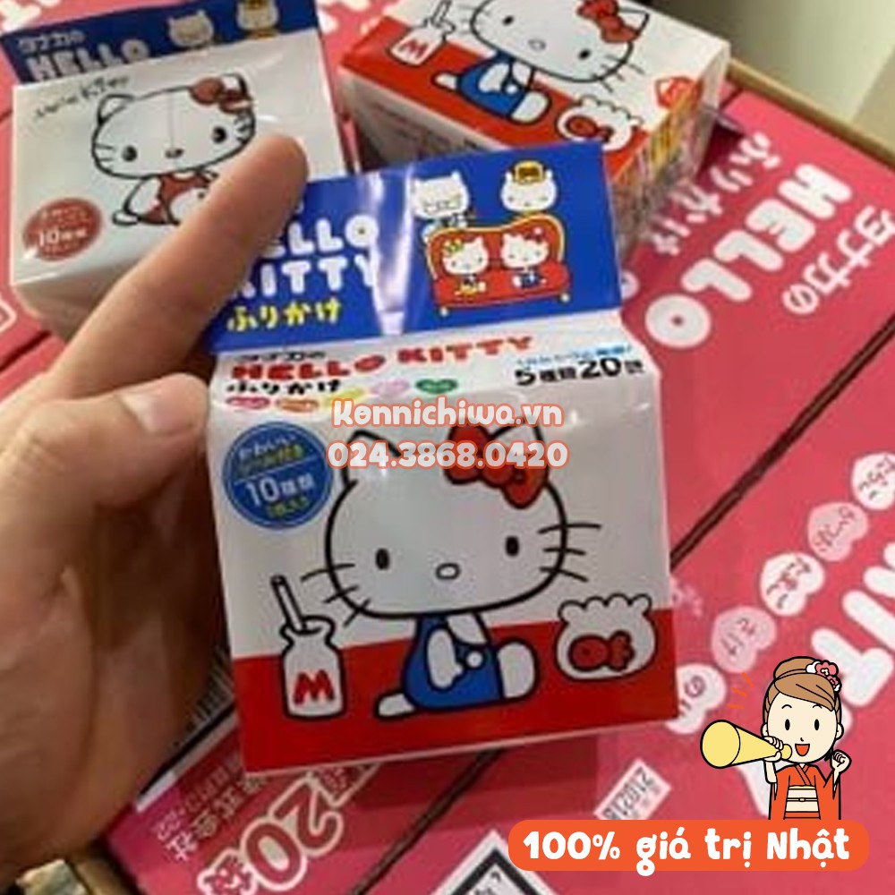 Rắc Cơm HELLO KITTY set 20 gói nhỏ 5 vị cá hồi, rong biển, trứng, thịt, rau củ | hàng nội địa Nhật