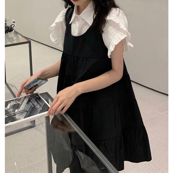 Bộ Đầm Hai Dây Màu Trắng Thời Trang Mùa Hè 2022 Dễ Thương Cho Nữ