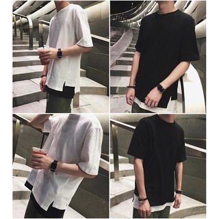 Áo Unisex Phối Layer Xẻ Tà 3D Tay Lỡ Cực Cool - QVAS001