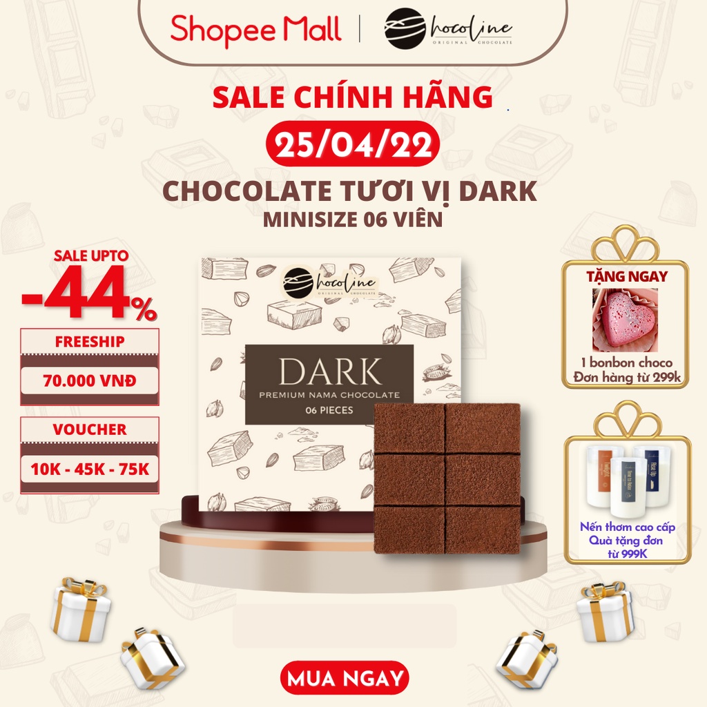 Socola Tươi Chocoline Vị Đắng - Hộp Mini 6 Viên (40gram)