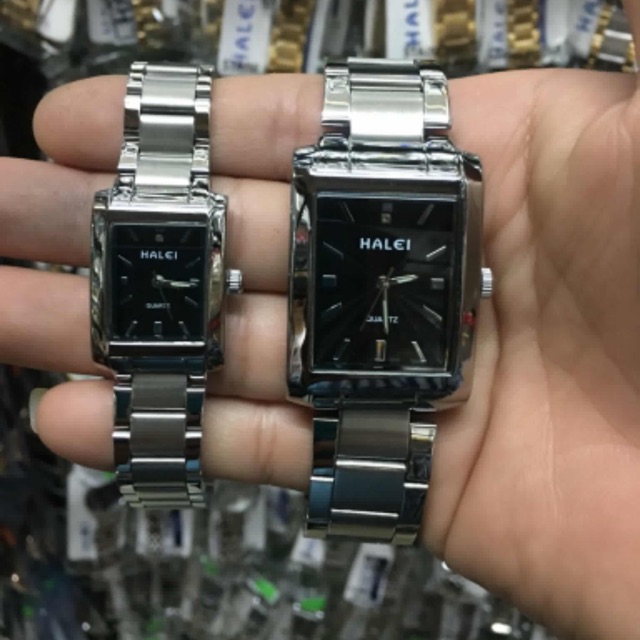 Đồng hồ nam nữ Halei dây bạc phong cách