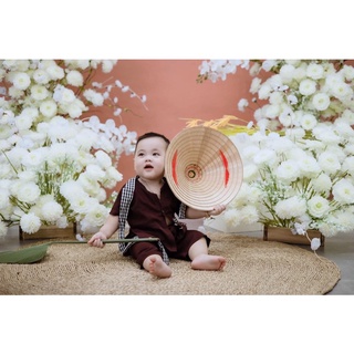 Bà ba bé trai đủ size tặng khăn rằn ( áo nâu quần nâu)