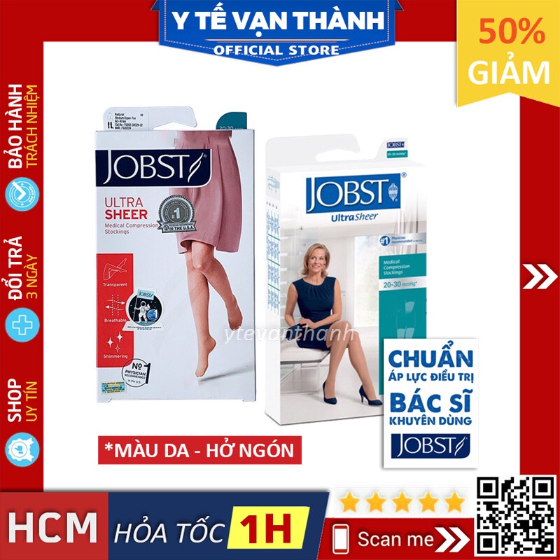 ✅ Vớ Suy Giãn Tĩnh Mạch JOBST Ultrasheer (Màu Da, Hở Ngón) | Tất Y Khoa - Cực Siêu Mỏng [Made in USA] -VT0042