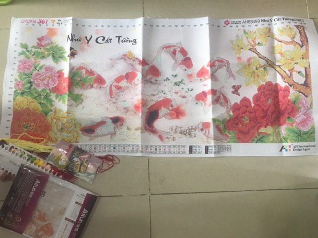 Tranh thêu chữ thập cá 3D AIluo AL53498 |115x52cm|