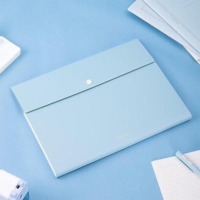 Cặp đựng tài liệu A4 Deli - File lưu trữ tài liệu - 8 ngăn phân trang màu xanh dương