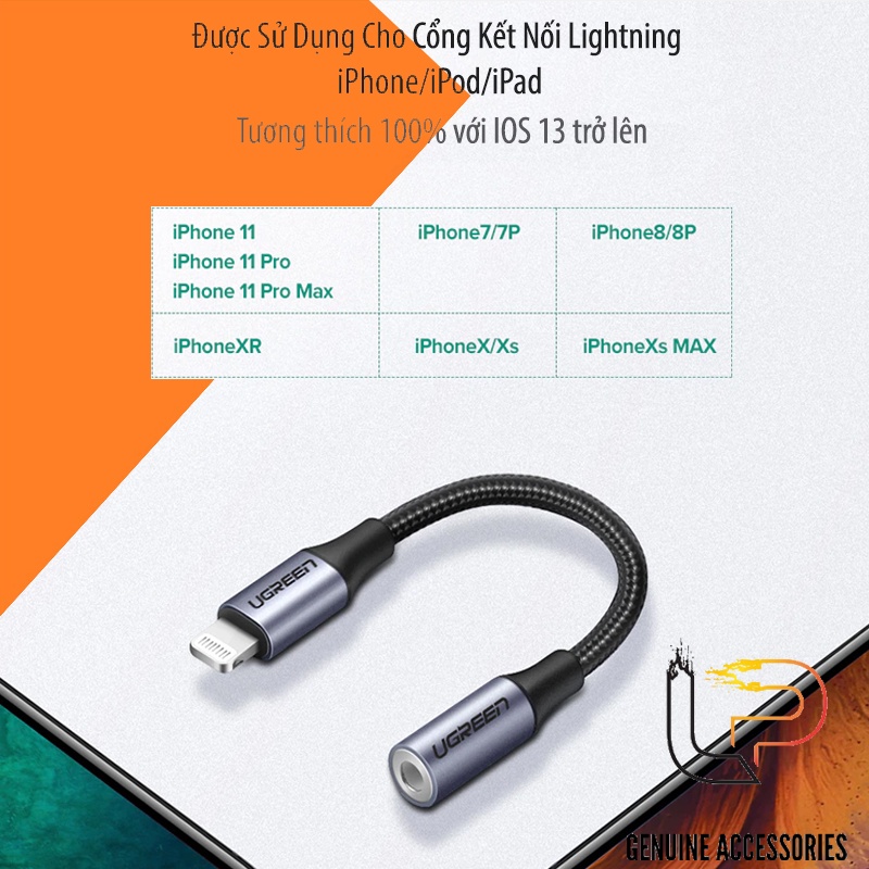 Cáp chuyển Lightning ra Audio 3.5 Ugreen - Chuẩn MFI