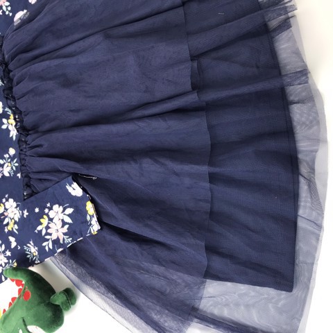 Đầm Carter's dài tay navy hoa chân voan