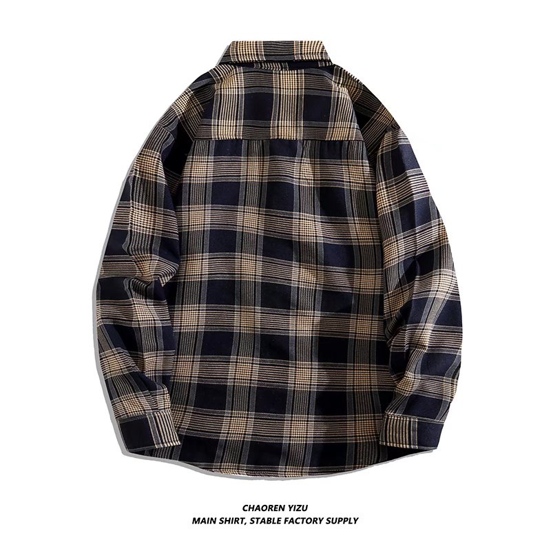 Mới Áo Sơ Mi Tay Dài Dáng Rộng Kẻ Sọc Caro Phong Cách Hàn Quốc Với 2 Màu Lựa Chọn Cho Nam